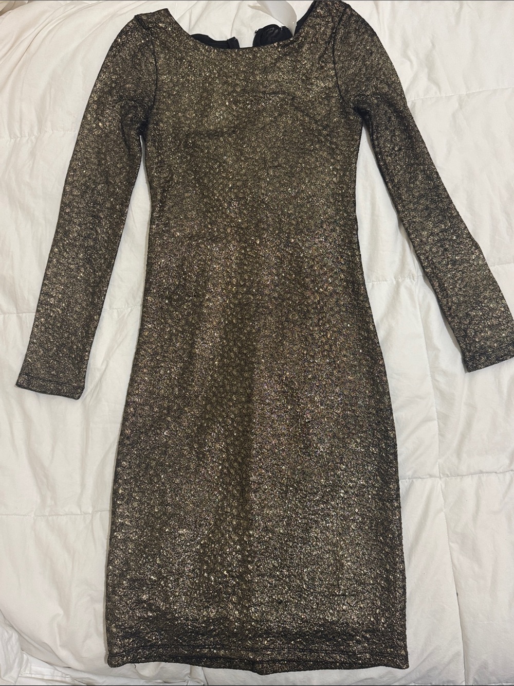 rag & bone Shimmery Bronze Long-Sleeve Sheath Dress